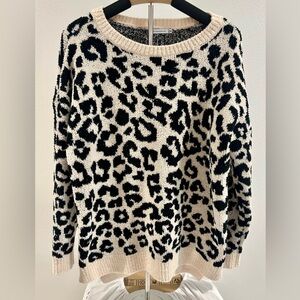 Women’s Cream & Black Leopard Print Sweater